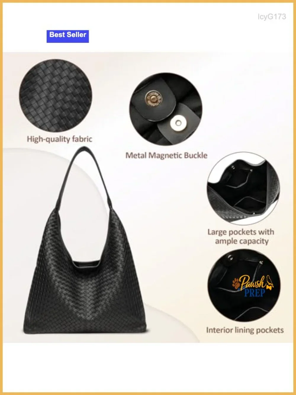 Woven Textured Vegan Leather Hobo Tote Bag Large Slouchy Purse for Women